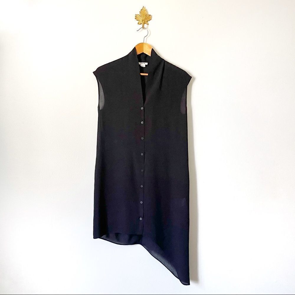Grungecore Helmut Lang Black button down tunic blouse EUC sz Petite